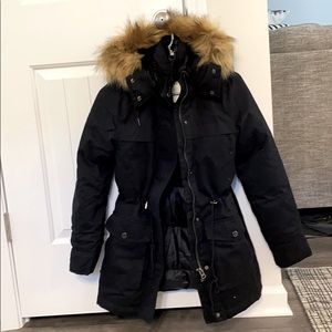 Brand NWT black coat with fur hood